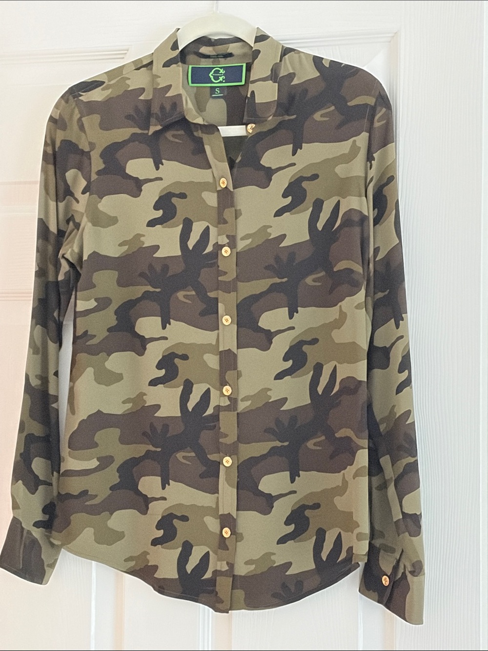 C. Wonder Camouflage Silk Blouse